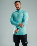 Aquamarine top long sleeve quarter-zipper