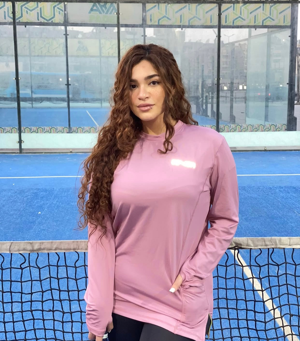 unique pink oversized top with pocket